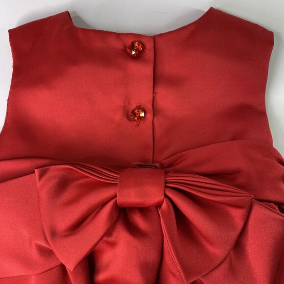 Maggie & Zoe Baby Girls Red Dress 18 Months Rosettes Bow Party Holiday Christmas - Picture 10 of 12